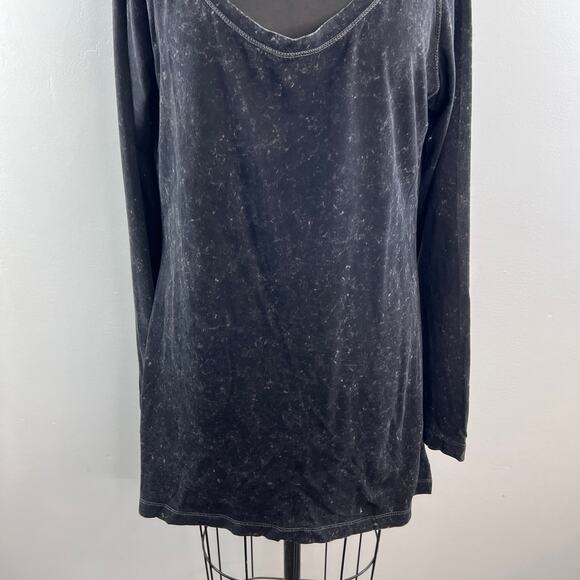 NORMA KAMAL Gray Organic Cotton Top Long Sleeve Deep V-Neckline Size L Large - Picture 3 of 10